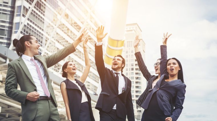 Close up of business people hands together. Teamwork concept.