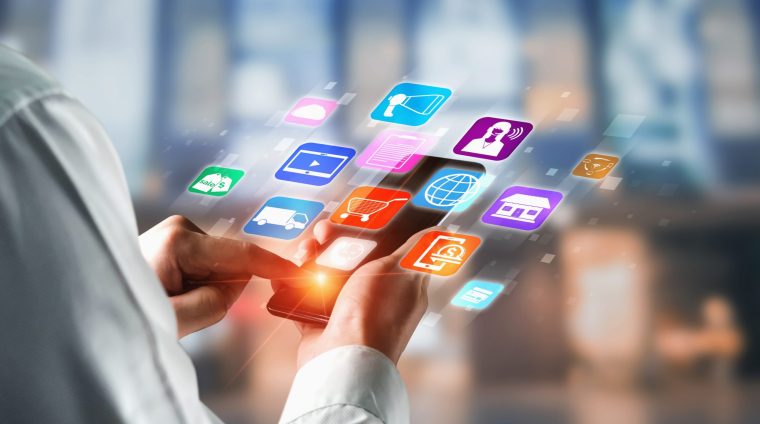 Omni channel technology of online retail business. Multichannel marketing on social media network platform offer service of internet payment channel, online retail shopping and omni digital app.