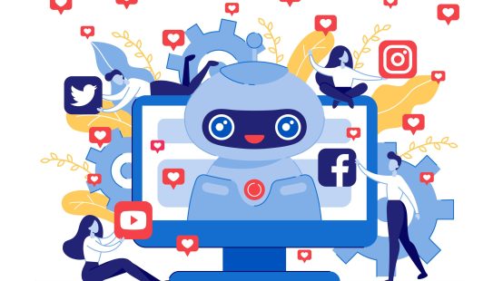 Poster Like Bot for Social Networks Cartoon Flat.