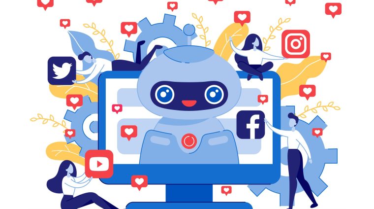 Poster Like Bot for Social Networks Cartoon Flat.